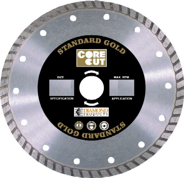 Diamond Products 12489 Core Cut 7 x .095 x .87 Standard Gold Turbo Blade