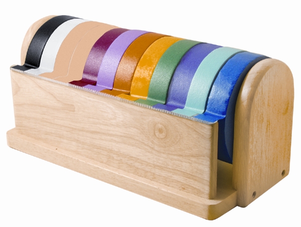 Early Childhood Resources ELR-0359 Hardwood Craft Tape Dispenser and 10 pack Assorted Tape