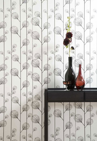 ferm Living 118 Wallpaper Ribbed- black-off white