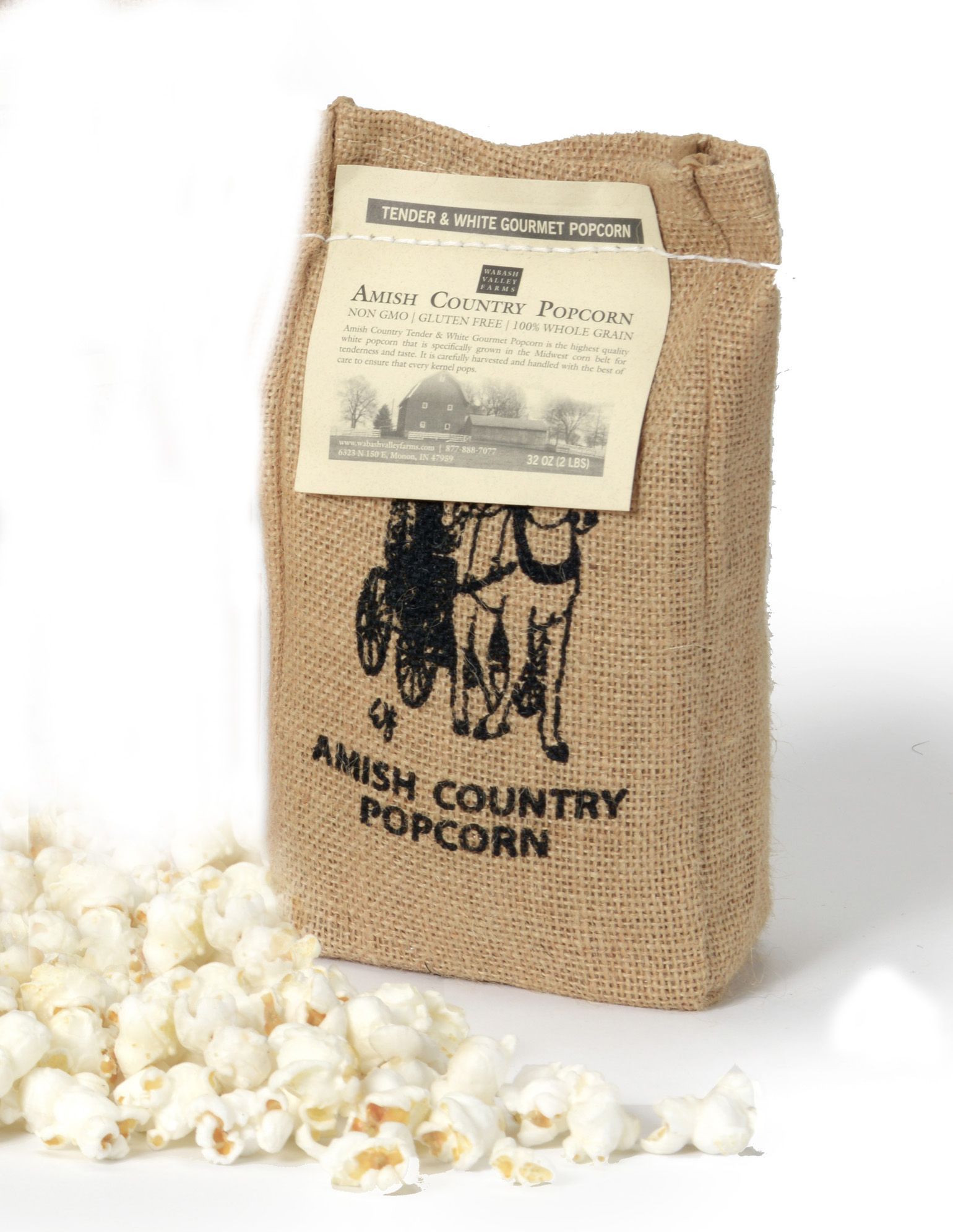 41405 Gourmet Popping Corn- Burlap Bag Medium White 2 Lb
