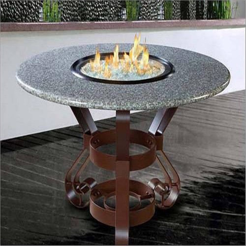 California Outdoor Concepts 101A-BR-FP-SEA Solano Dining Height-Brown-Fire Pit-Gas Logs-Sea Green Granite-LP Gas