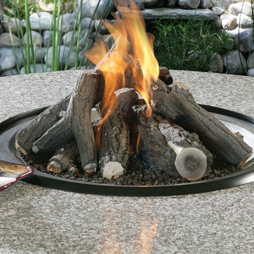 California Outdoor Concepts 103A-BK-FP-PEB Solano Bar Height-Black-Fire Pit-Gas Logs-Pebble Granite-LP Gas