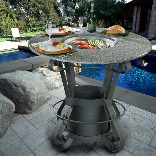 California Outdoor Concepts 103A-BK-PG1-PEB Solano Bar Height-Black-Fire Pit-Clear Glass-Pebble Granite-LP Gas