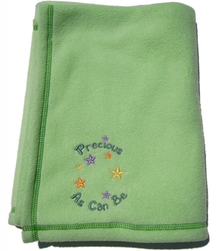 Emerald Baby EB-PACB-CA - Embroidered Fleece Baby Blanket - Precious As Can Be - Green
