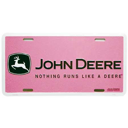 John Deere 05013 JD Pink License Plate  Nothing Runs