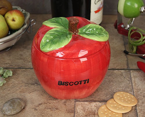 Lorenzo Import C1013 Cookie-Biscotti Jar Apple