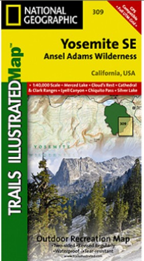 Ti00000309 Map Of Yosemite Se-ansel Adams Wilderness - California