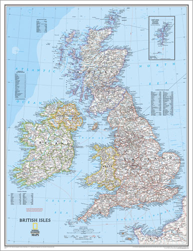 Map Of Britain And Ireland - Laminated