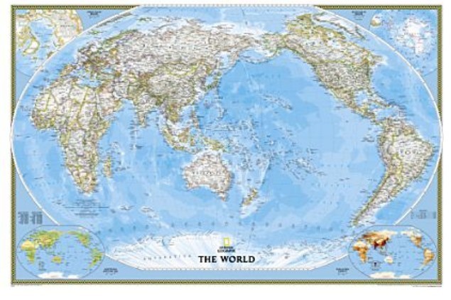 World Classic - Pacific Centered - Enlarged And Laminated Map