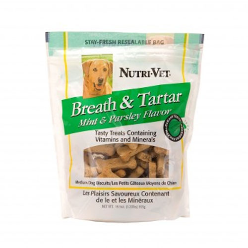 Nutri Vet 01925-2 Breath And Tartar Medium Dog Biscuits With Mint And Parsley - 19.5 Oz