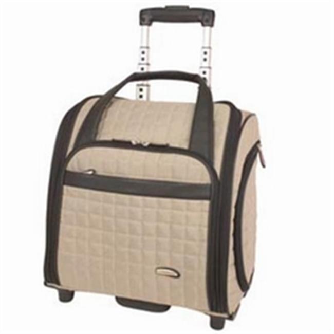 ... Quilted Microfiber Wheeled Underseat Carry-On With Back-Up Bag - Khaki