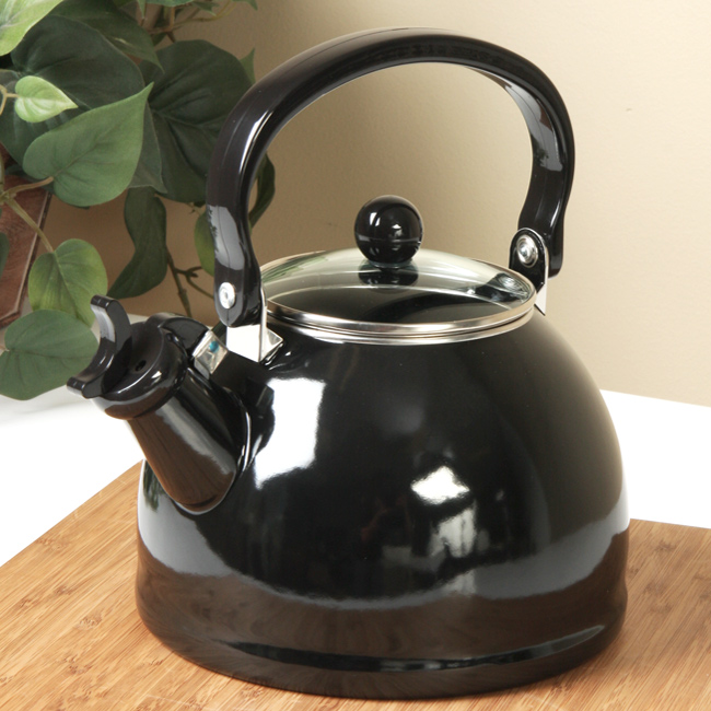 60100 Black - Whistling Tea Kettle With Glass Lid