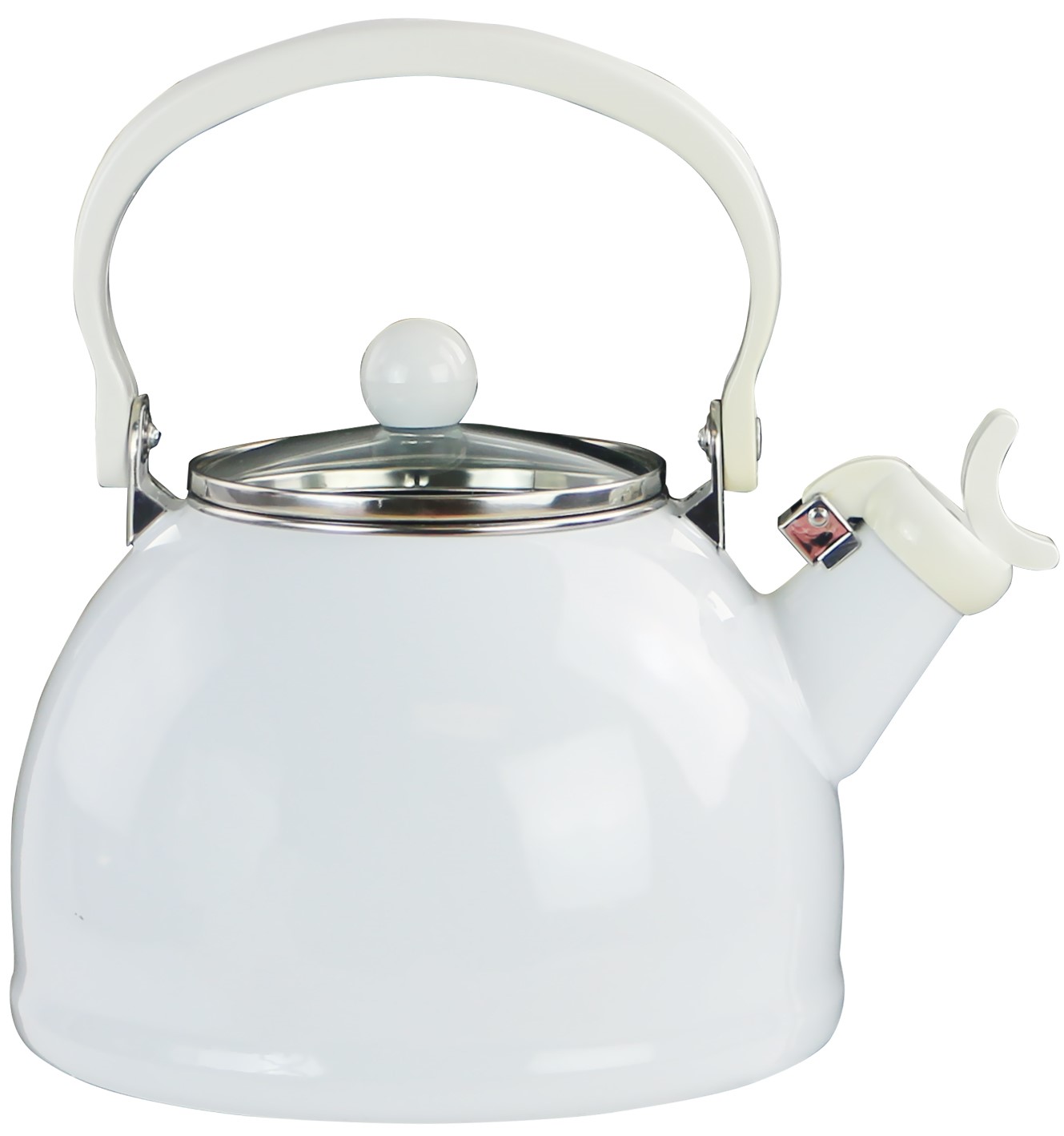 60300 White - Whistling Tea Kettle With Glass Lid