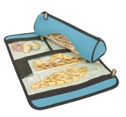 Travelon 62333 Microfiber Jewelry And Cosmetic Clutch With Removable Center Pouch Light Blue