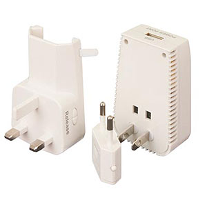 Travelon 02042-80 Universal-3-In-1 Converter Adapter Usb Charger - White Plastic