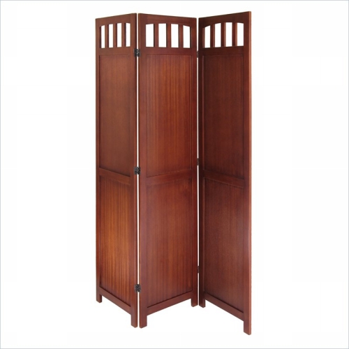 Art And Craft Folding Screen - Antique Walnut Solid - Composite Wood
