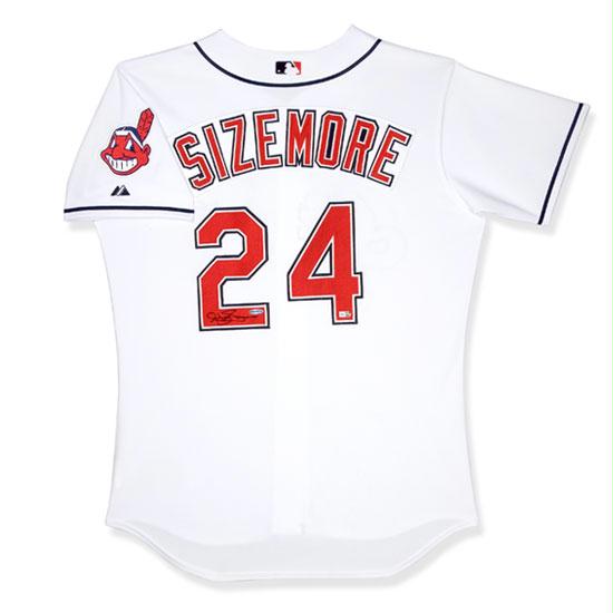 Upper Deck 65651 Grady Sizemore Autographed Cleveland Indians Home/White Jersey (UDA)