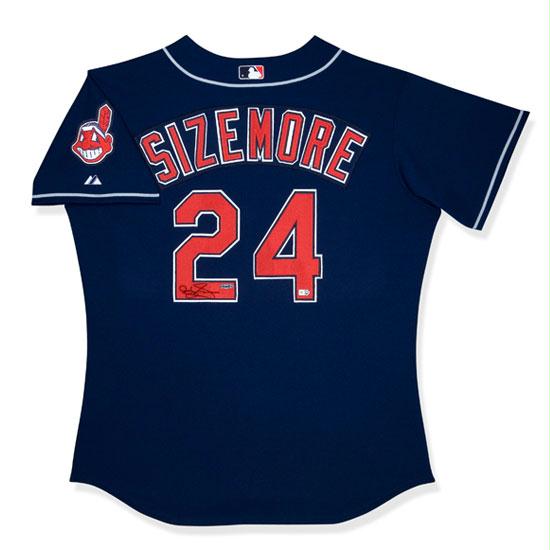 Upper Deck 65655 Grady Sizemore Autographed Cleveland Indians Alternate/Blue Jersey (UDA)