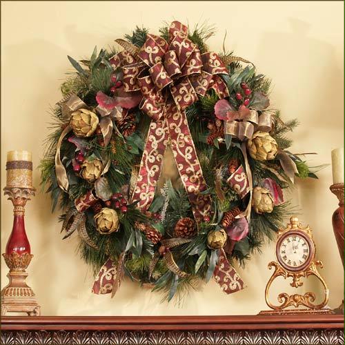 Floral Home Decor CRWR0817-85 30-inch Artichoke and Berry Christmas Wreath