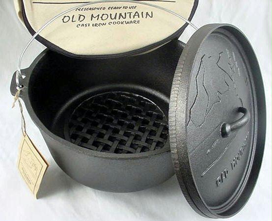 Old Mountain Cast Iron Preseasoned 8qt Dutch Oven with Feet