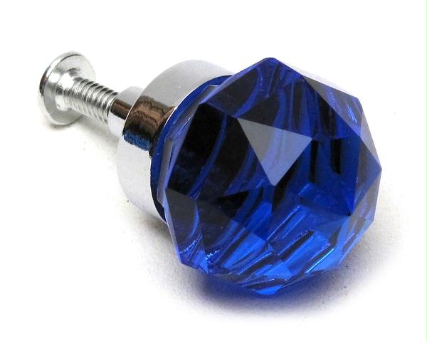 SMALL Dark Blue Solid Crystal Glass Drawer/Door Pull