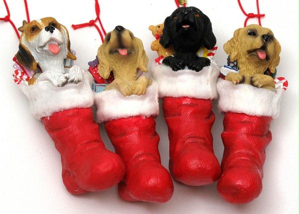 Roman Bobbing Head Dog Stocking Ornament Set of 4