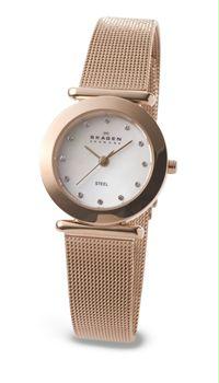 Skagen 103259 Skagen 107SRRD Ladies Denmark Swarovski Rose Gold Mesh Band Watch