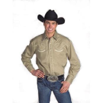 DD Discounts 371592 Retro Western Shirt - Khaki- Pack of 6