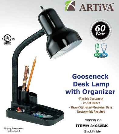 31052bk Blk Black Desk Lamp With Organizer - Case Of 6