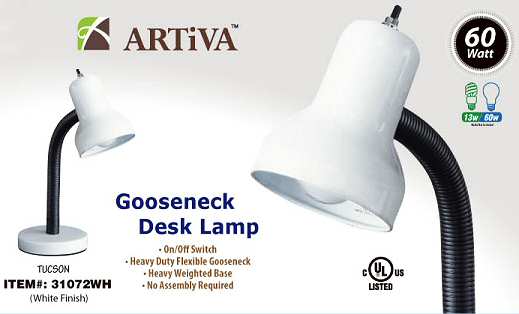 31072wh Wht White Student Desk Lamp - Case Of 6