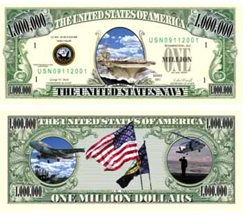 DD Discounts 211436 Us Navy Million Dollar Bills- Case of 100
