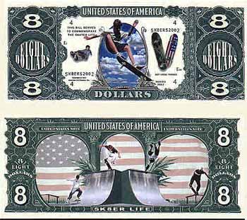 DD Discounts 211467 Skateboard Skate Board 8 Dollar Bills- Case of 100
