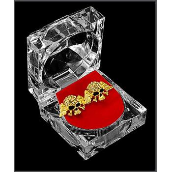Bulk Savings 376548 Winged Skull Earrings- Gold- Pack of 3