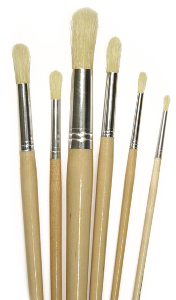 Chenille Kraft CK-5934 Round White Bristle Brush Set Of 6- Sizes 1 3 5 7 8 12