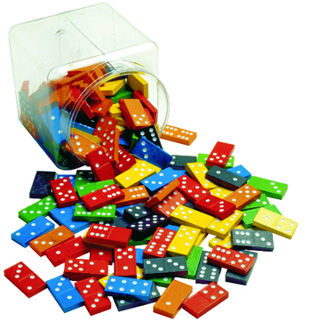 Double 6 Color Dominoes 6 Sets- 168 Pcs In Storage Bucket