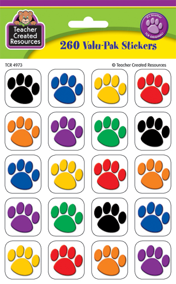 Teacher Created Resources TCR4973 Colorful Paw Print Stickers Value- Pack Teacher Created Resources TCR4973 Colorful Paw Print Stickers Value- Pack