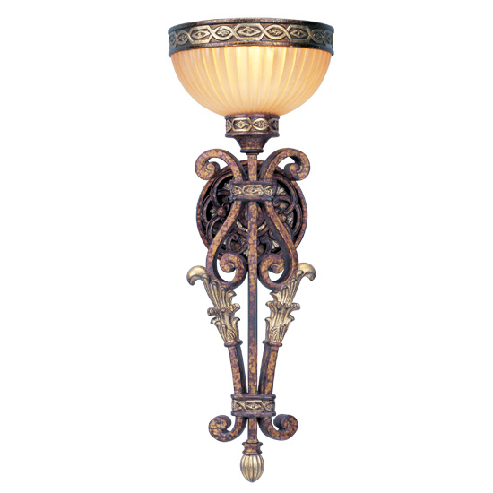 Livex 8521-64 Seville Wall Sconce- Palacial Bronze with Gilded Accents