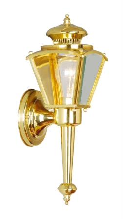 Wall Mount Outdoor Lighting Livex 2004-02 Outdoor Basics Outdoor Light- Polished Brass LIEB3575