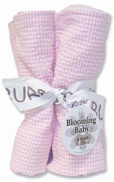 Trend-lab 102131 Bouquet 4pk Burp Cloth- Pink Seersucker
