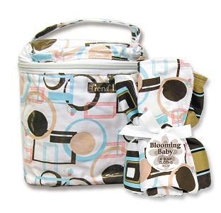 Trend-Lab 21100 Cocoa Dots Bottle Bag And Burp Cloth Set