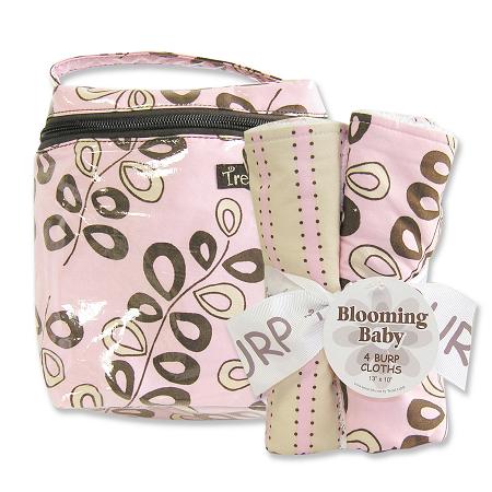 Trend-Lab 21112 Willow Pink Bottle Bag And Burp Cloth Set