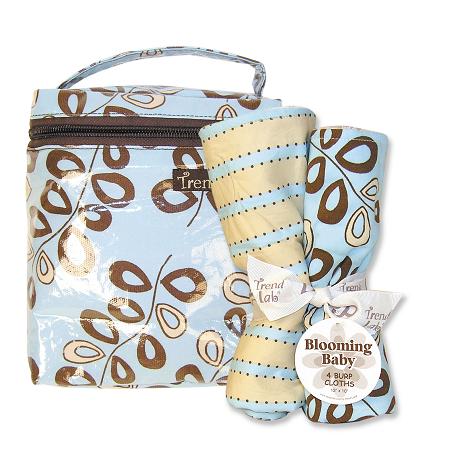 Trend-Lab 21113 Willow Teal Bottle Bag And Burp Cloth Set