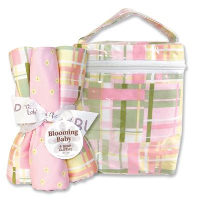 Trend-Lab 21115 Nantucket Pink Bottle Bag And Burp Cloth Set