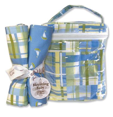 Trend-Lab 21121 Nantucket Blue Bottle Bag And Burp Cloth Set