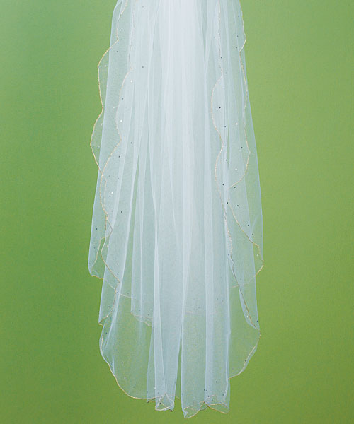 Weddingstar 8224 Gold Scalloped Edge Veil Rhinestones