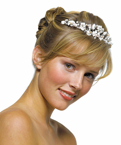 Weddingstar 8348 White and Rum Pearl Floral Tiara