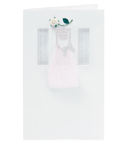 Weddingstar 8151 Pink Dress on a Miniature Hanger with Seed Beads Greeting Card