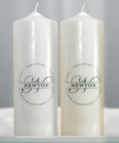 Weddingstar 7208-79 Family Circle Monogram Personalized Unity Candle- Ivory
