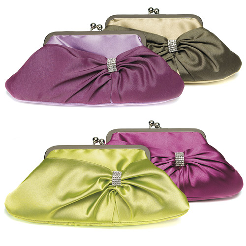 Weddingstar 7174 Convertible Satin Clutch Purse with Crystal Wrap Wild Berry