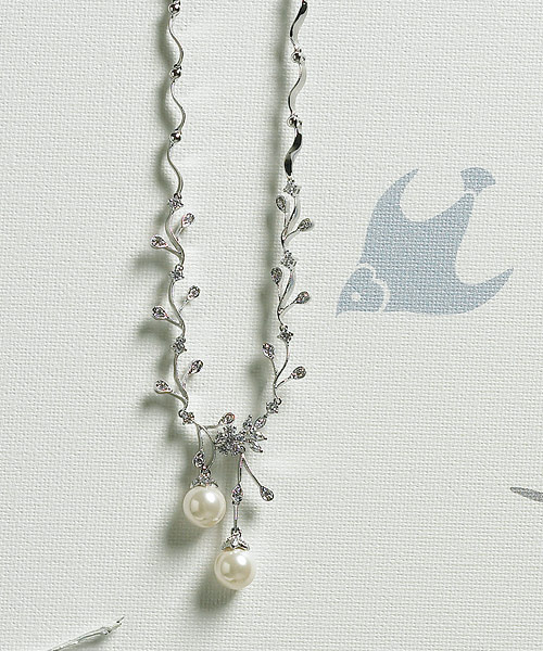 Weddingstar 8748 Cubic Zirconia Branches with Pearls Earrings